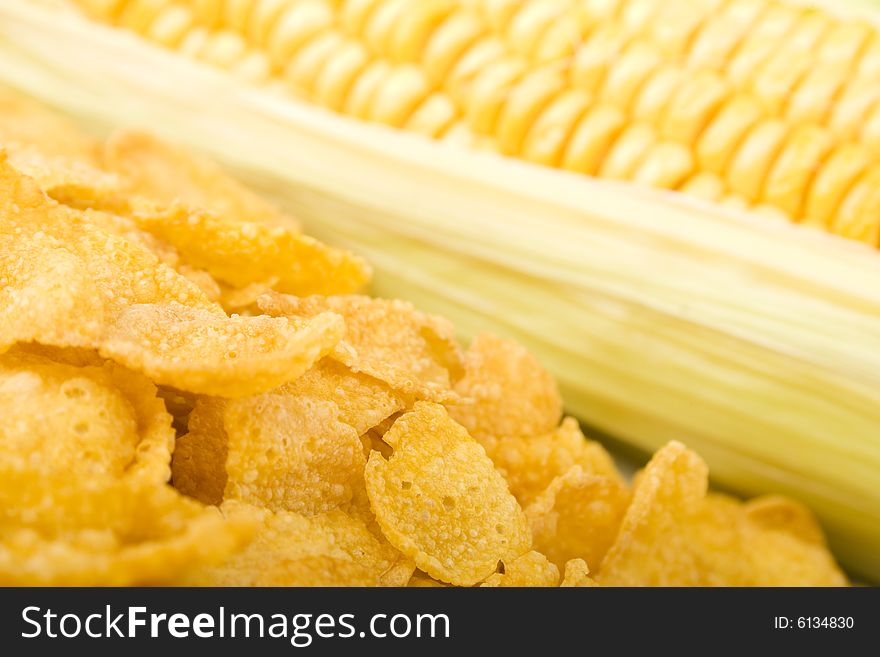 Corn and cornflakes close up