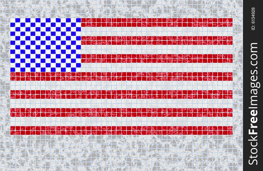 Background made from squares Grunge Flag Of USA
