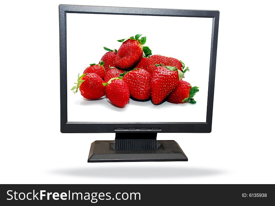 Lcd monitor over white background #