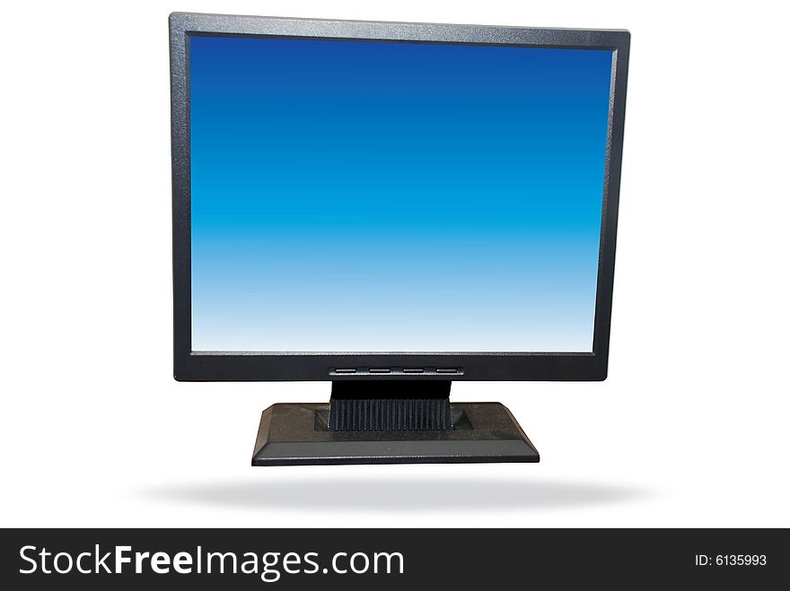 Lcd monitor on the white background