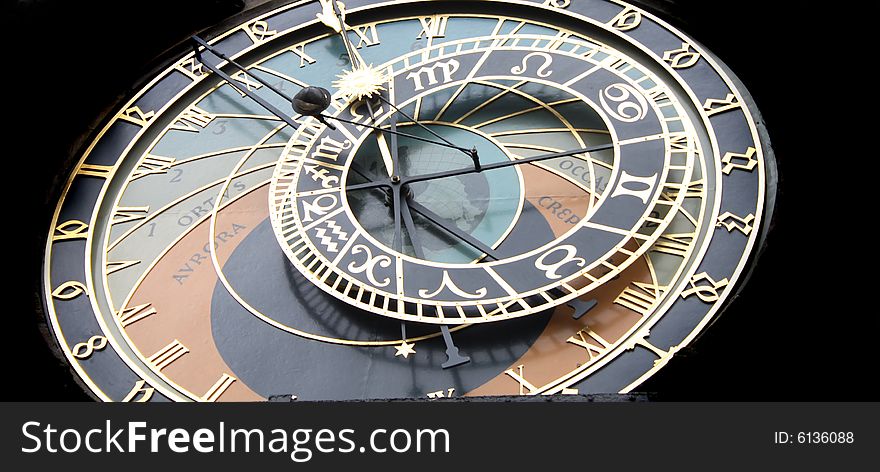 Detail of very old astronomical clock from the Prague. Detail of very old astronomical clock from the Prague