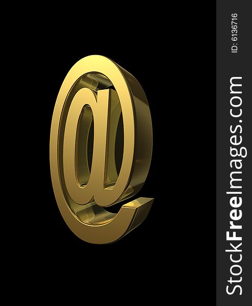 3D rendering at gold symbol. 3D rendering at gold symbol