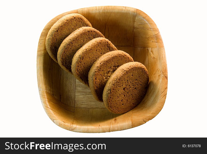 Five biscuits lying on a plate. Five biscuits lying on a plate