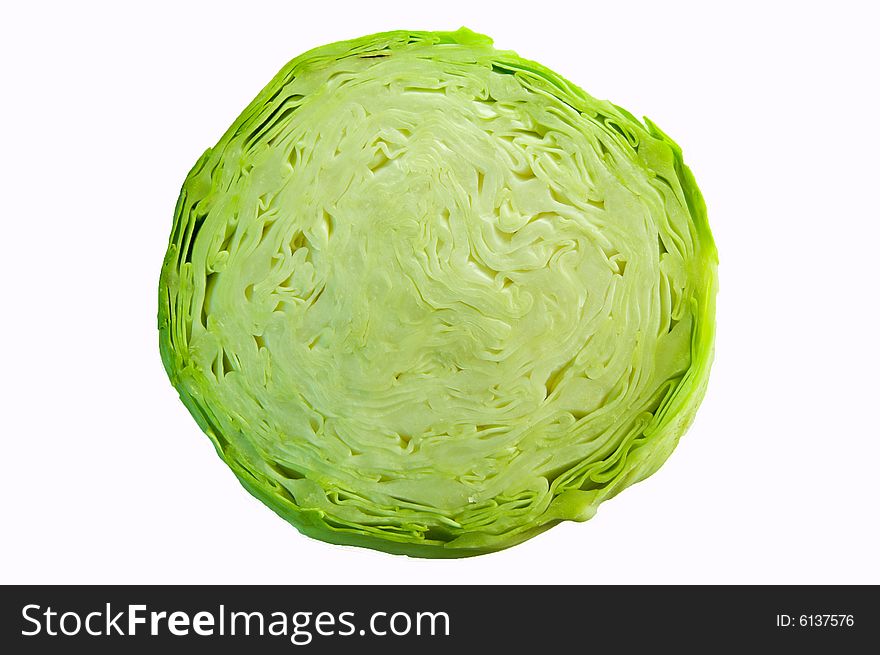 Cabbage Cut Isolated Over White Background