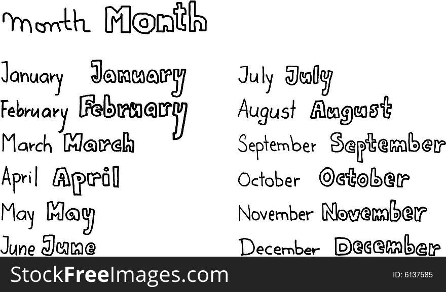 Months of the year on white background. vector image