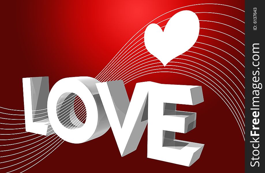 3d love text with heart best use for your greetings and ad works