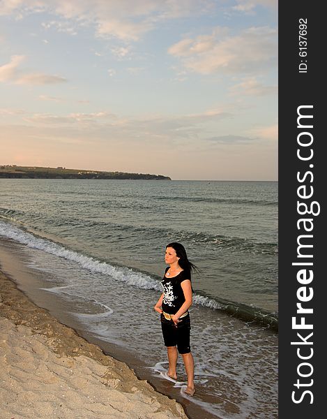 Alone woman of the beach. Alone woman of the beach