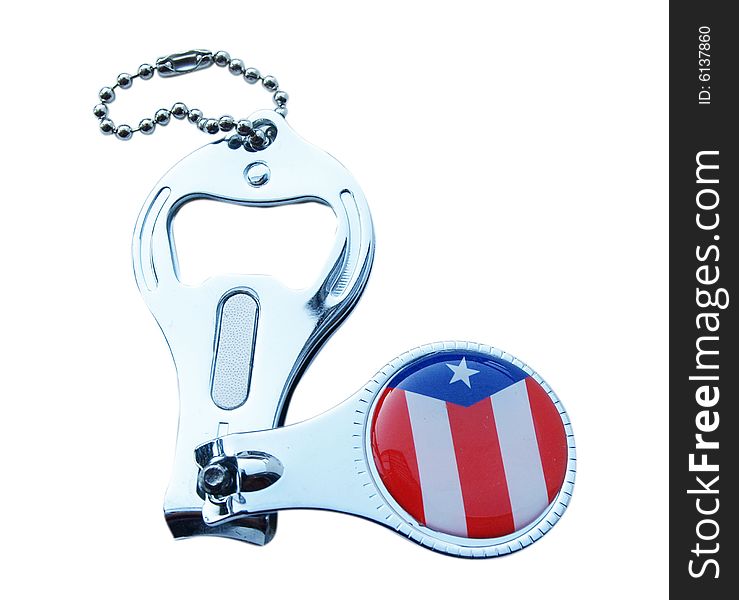 Clipper and opener ( two in one) with a puerto Rican Flag.