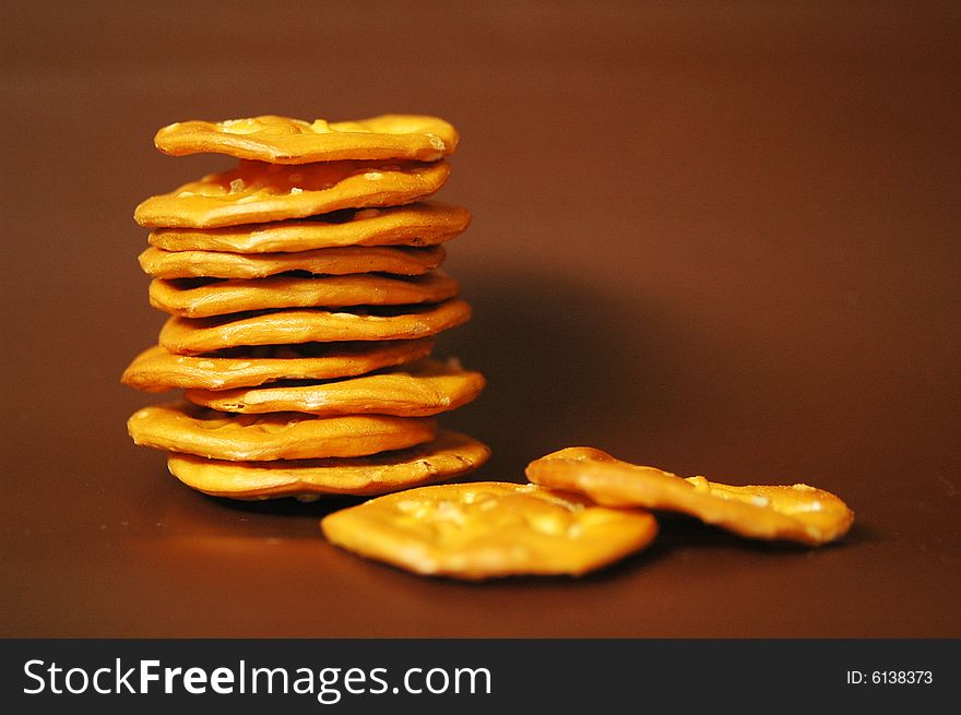 A stack of salty crackers