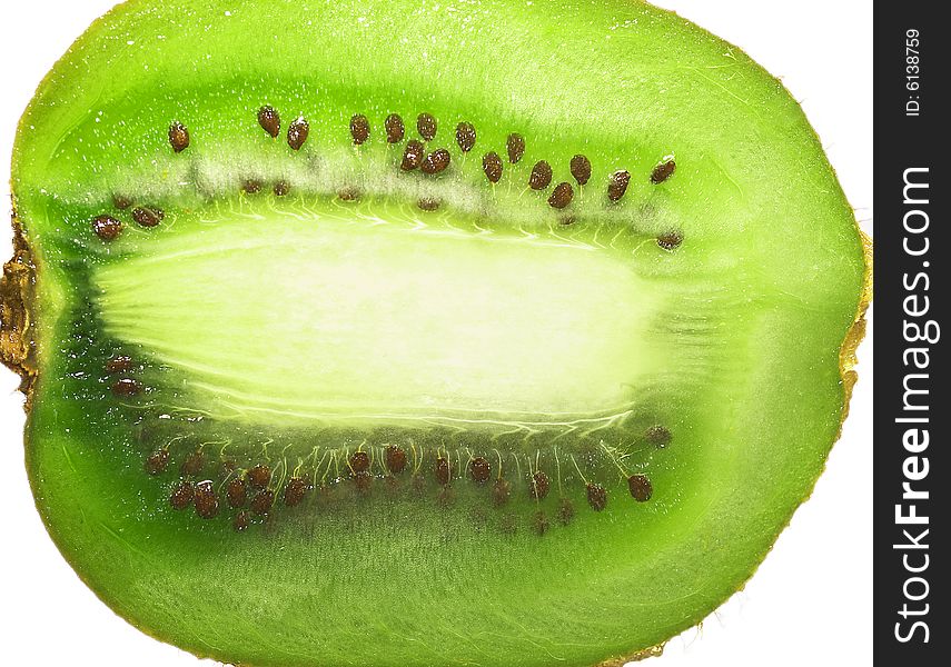 A close-up macro fresh green kiwi. A close-up macro fresh green kiwi