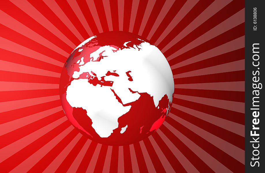 Globe in rising red gradient background