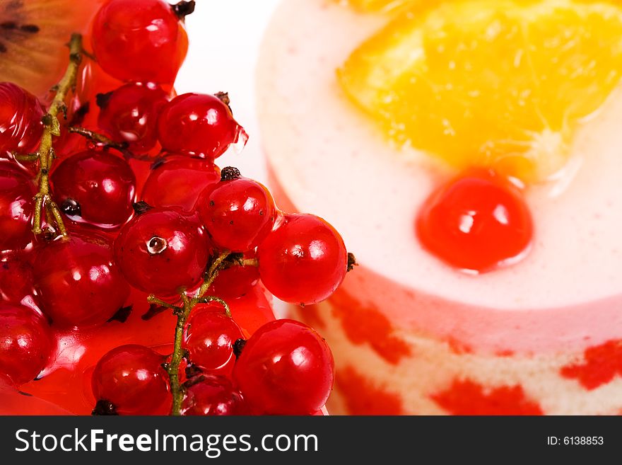 Currant, cherry and orange on a pie