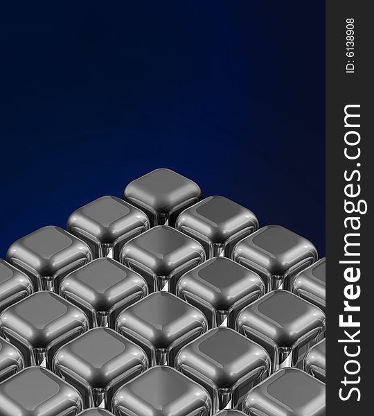 Shiny silver cubes in gradient background. Shiny silver cubes in gradient background