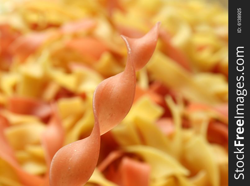 a stuck red noodle on the noodle background