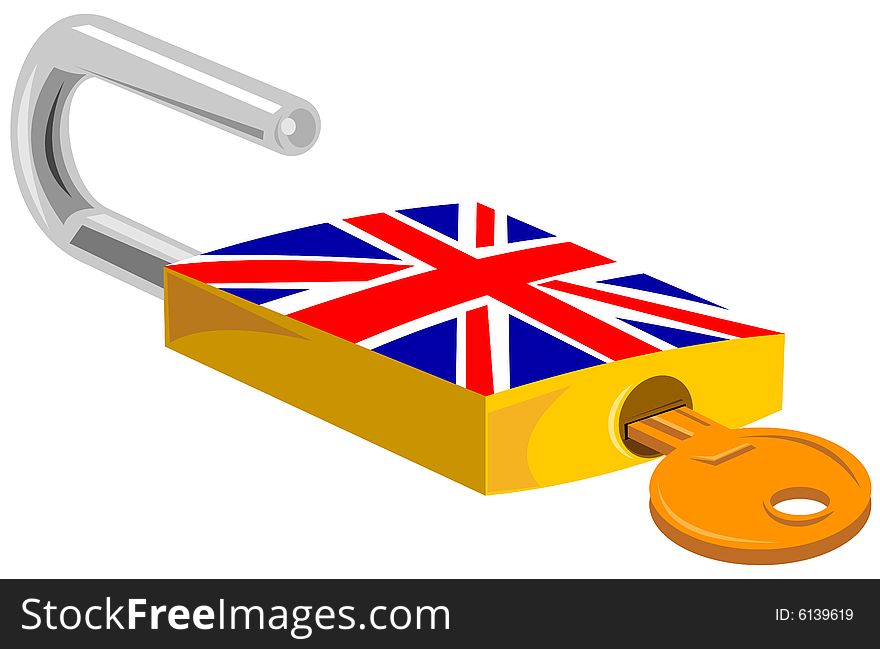 Vector art of a Padlock with flag isolated on white. Vector art of a Padlock with flag isolated on white