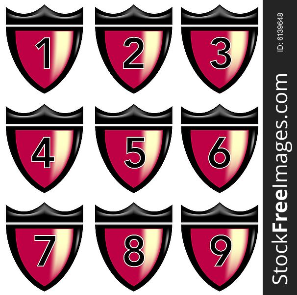 Vector art of crest with numbers isolated on white