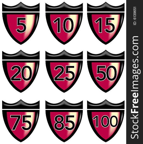 Vector art of crest with numbers isolated on white