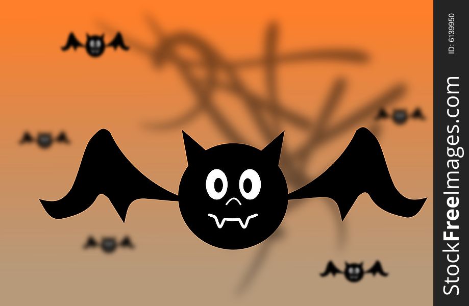 A group of bats flying at the viewer. The bats in the background are out of focus. This is a vector image. A group of bats flying at the viewer. The bats in the background are out of focus. This is a vector image.
