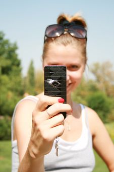 Girl With The Mobile Telephone Stock Photo Girl With The Mobile Telephone Stock Photo