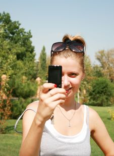 Girl With The Mobile Telephone Stock Photography Girl With The Mobile Telephone Stock Photography