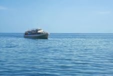 Pleasure Boat At Sea Rolled Tourists Stock Image