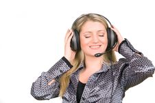 Young Woman With Headphones Listening To Music Royalty Free Stock Photos Young Woman With Headphones Listening To Music Royalty Free Stock Photos
