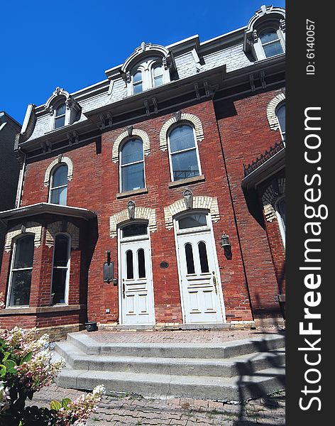 A pair of well preserved semi-detached Victorian houses in Toronto. A pair of well preserved semi-detached Victorian houses in Toronto.