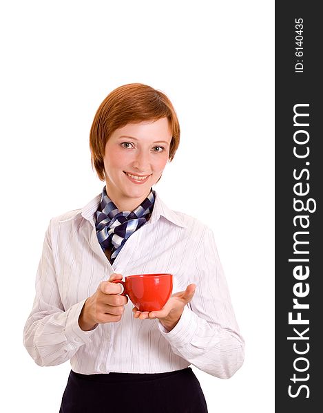 Beautiful young woman with a cup. Portrait in a high key. Beautiful young woman with a cup. Portrait in a high key.