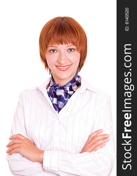 Charming girl in a white blouse. Portrait in a high key. Charming girl in a white blouse. Portrait in a high key.