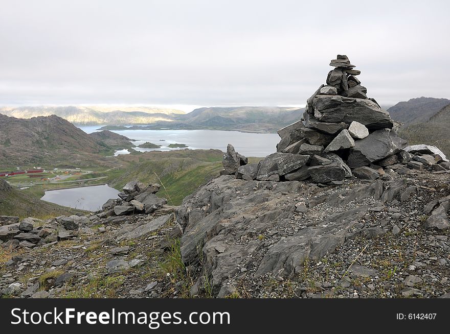 View of mountains from the hiking trail, North Norway. View of mountains from the hiking trail, North Norway.