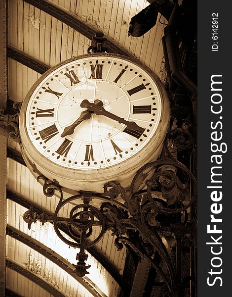 Old clock in railway station. Old clock in railway station