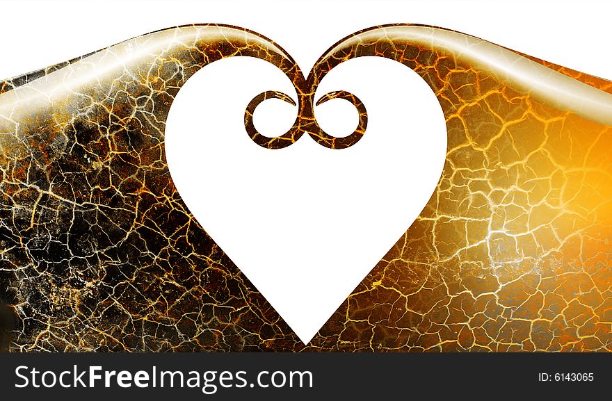 A crackled 3d love symbol