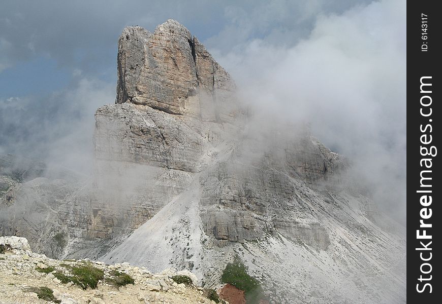 Dolomite cliffs during a cloudy day. Dolomite cliffs during a cloudy day