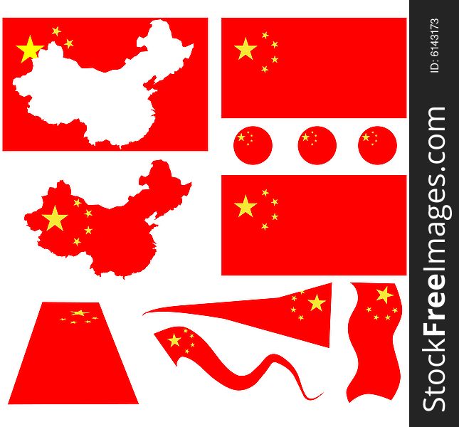 China flags vector illustration on white backgrounds