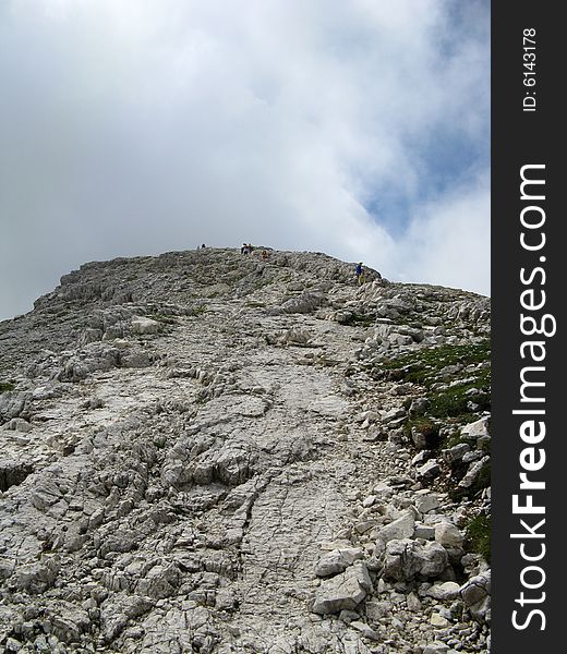 Dolomite cliffs during a cloudy day. Dolomite cliffs during a cloudy day