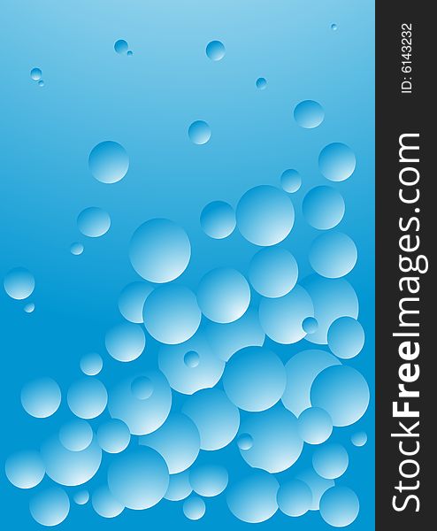 Abstract background with bubbles in the layer of water. Vector.