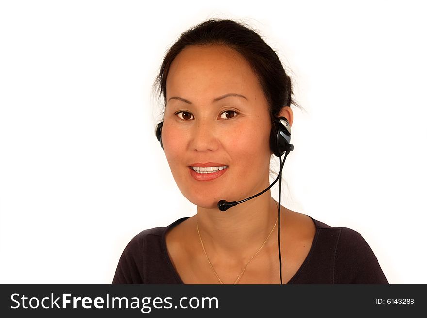 Close-up of smiling customer support