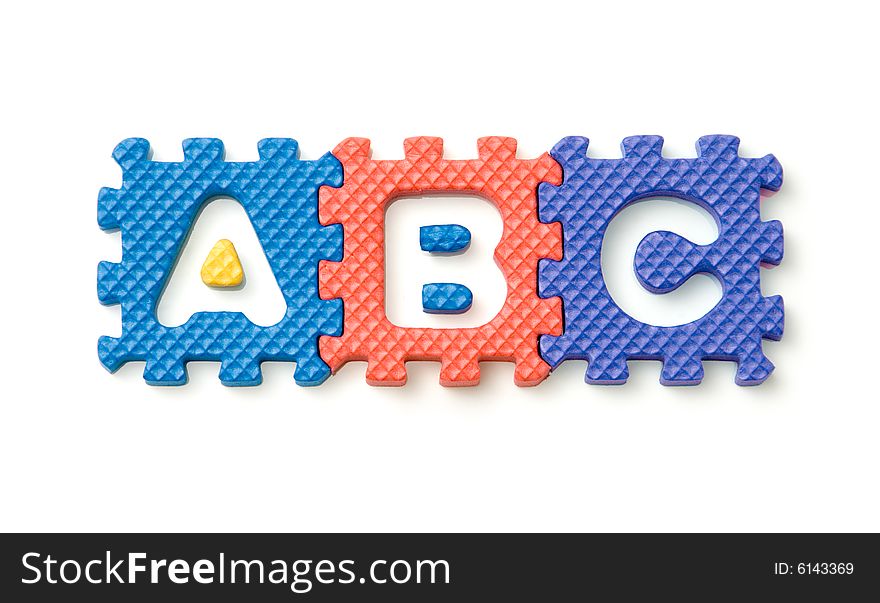 Foam block letters isolated over white background