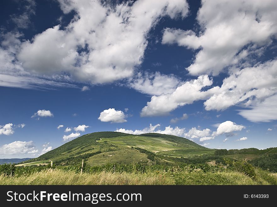 Idyllic landscape - hills and cloudscape, Hungary