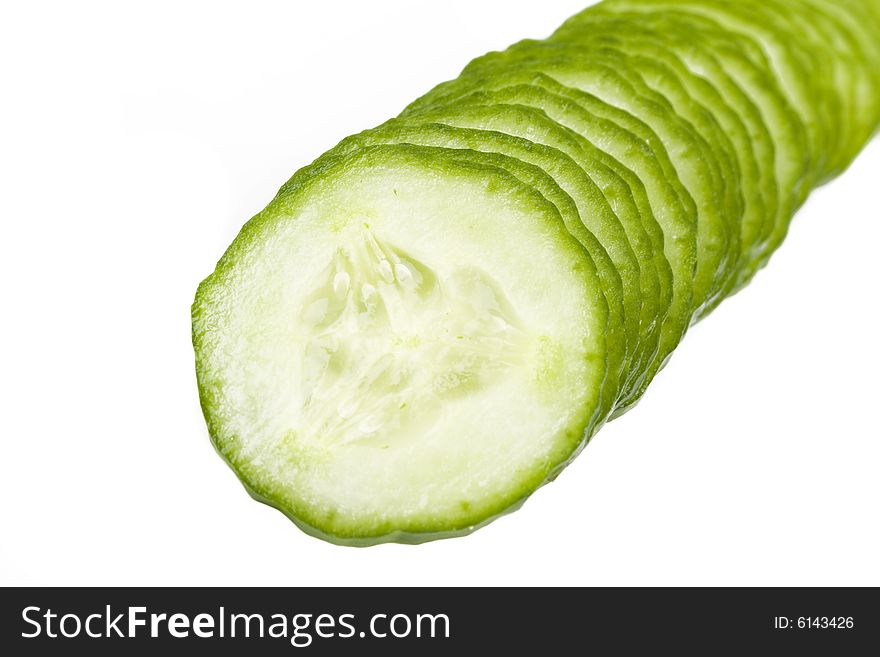 Green cucumber isolated on white