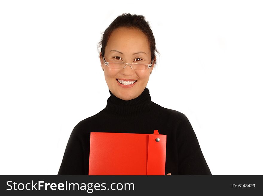 Young Attractive business woman with folder