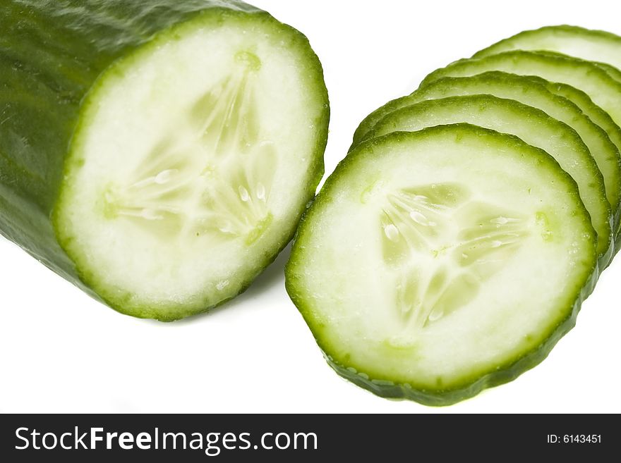 Green cucumber isolated on white