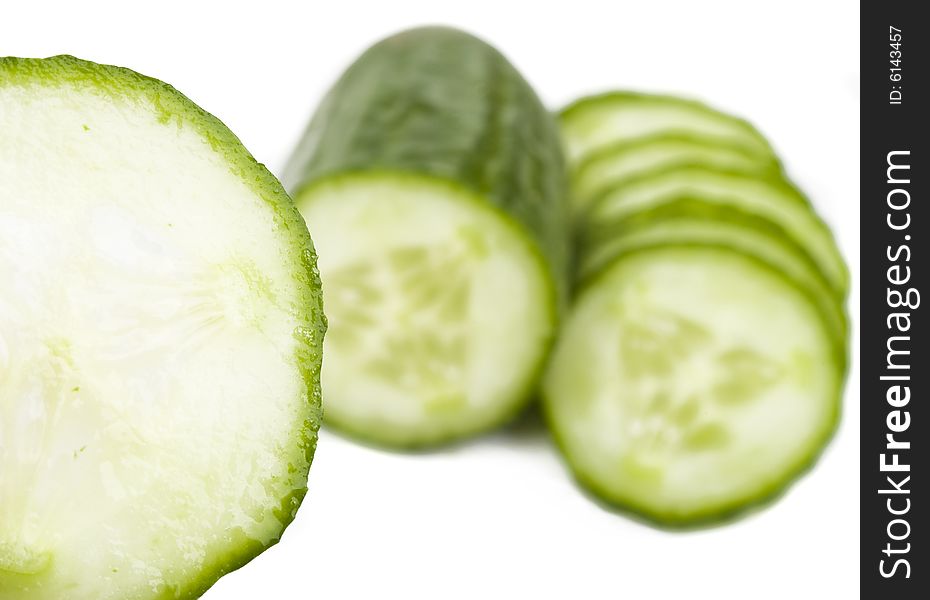 Green cucumber isolated on white