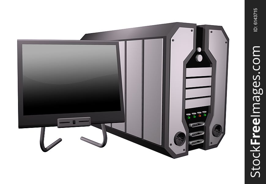Illustration: server with LCD monitor. Illustration: server with LCD monitor