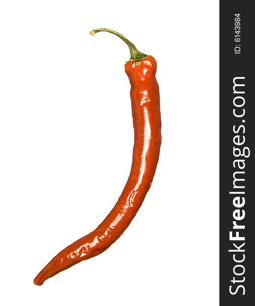 Fresh red hot pepper over white.