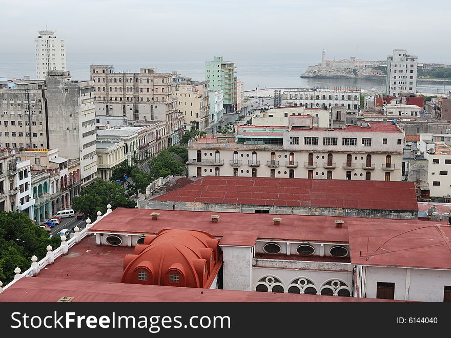 Havana, Cuba. Prado and Lighthouse panorama. Havana, Cuba. Prado and Lighthouse panorama