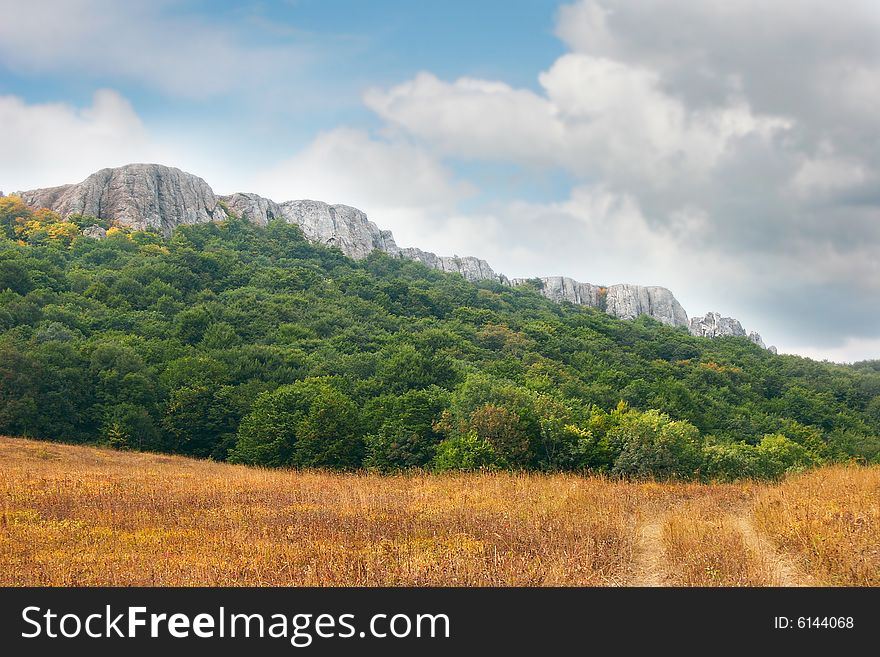 Autumn rural landscape, in mountains