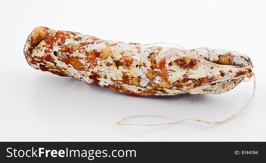 Italian salami isolated on white