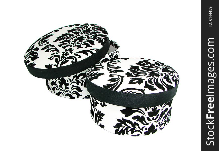The black and white gift box with ornament.
