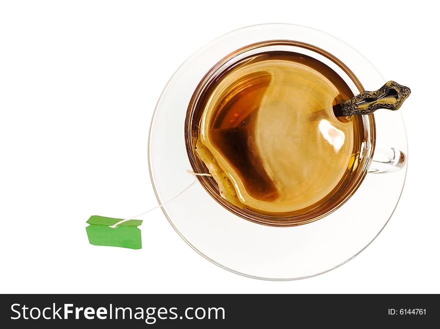 Tea cup on white background